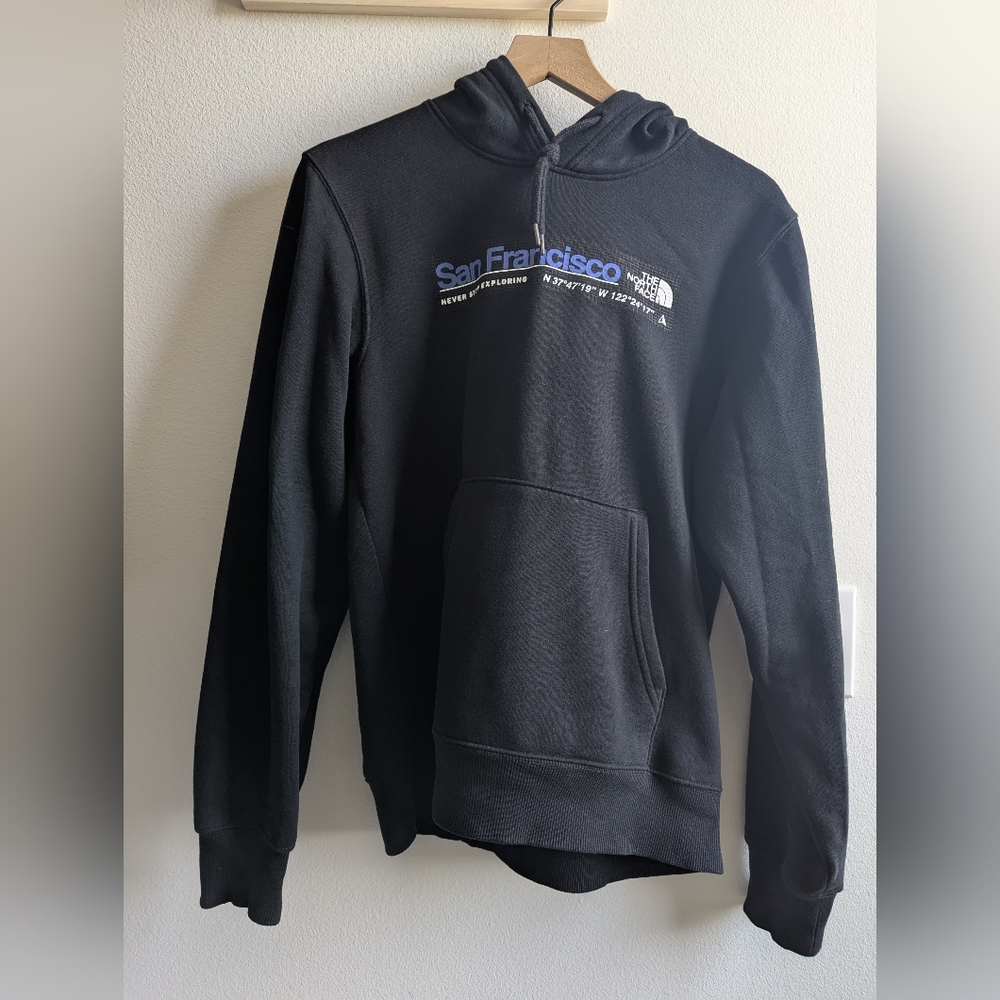 The North Face Black Hoodie with Blue Accents